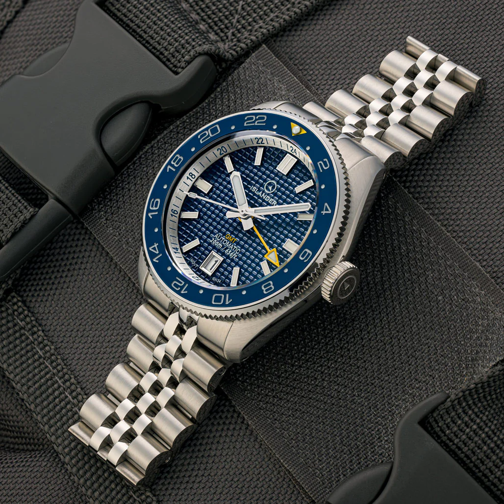 Islander Watch Automatic GMT Blue Waffle Dial #ISL-214 - Image 3