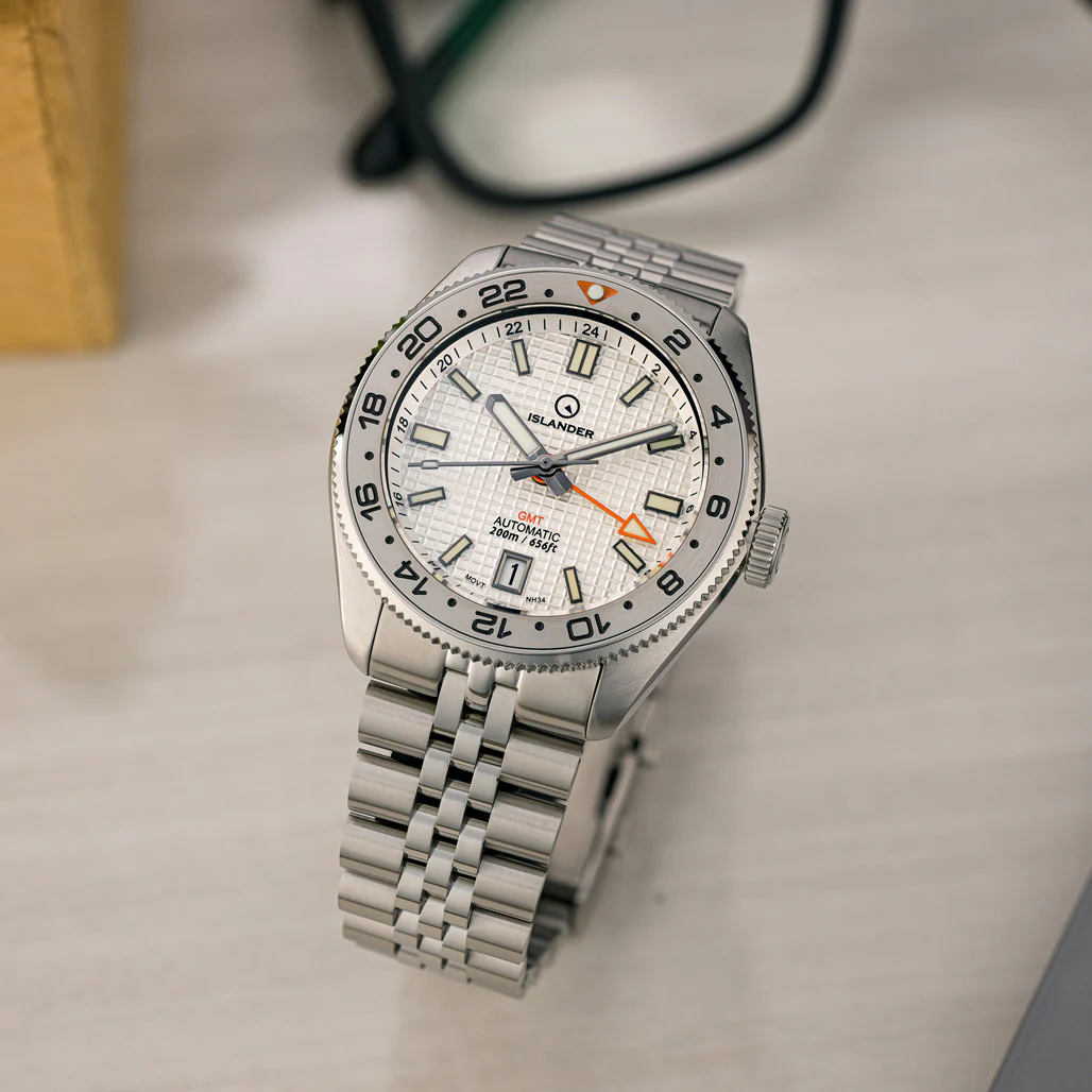 Islander Watch Automatic GMT White Waffle Dial #ISL-215 - Image 3